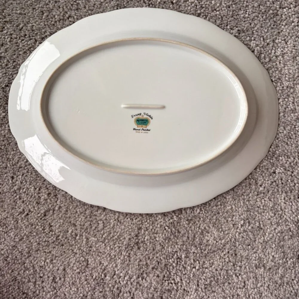 Vintage Rossetti Spring Violets Hand Painted Platter with Gold Made in Japan 40s - Picture 3 of 4